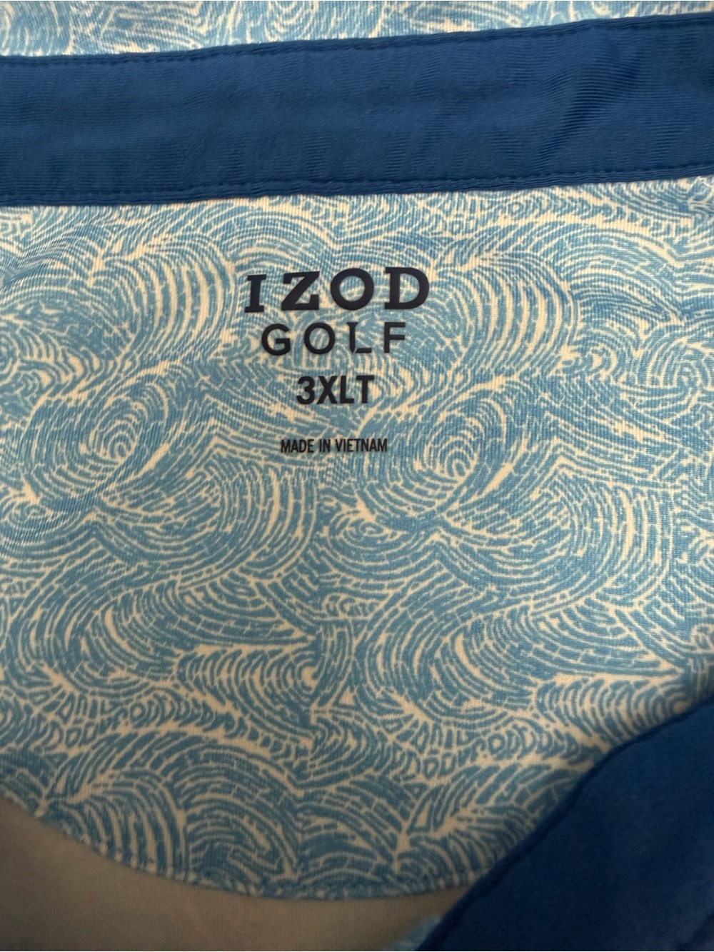IZOD Golf Polo Shirt 3XLT Blue Pattern Performance Stretch Short Sleeve Big Tall - Picture 4 of 7